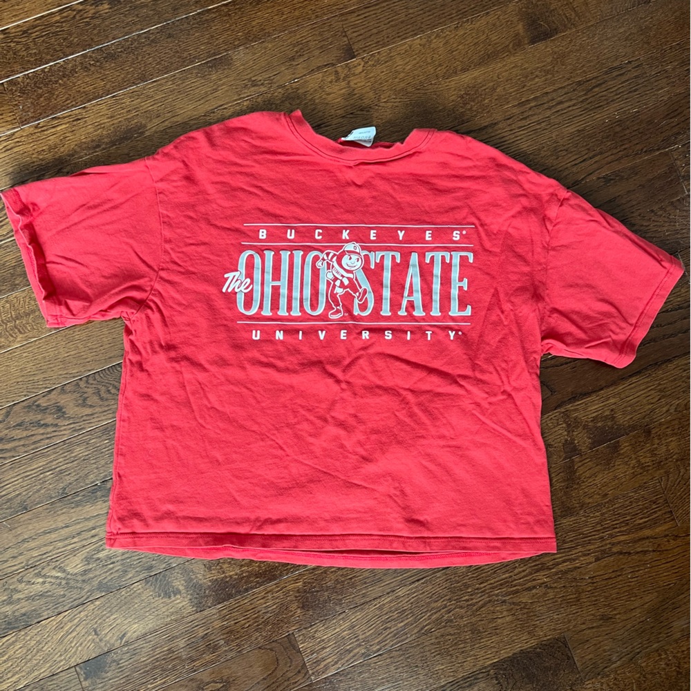 Ohio State University Women’s Red T-Shirt, cropped
